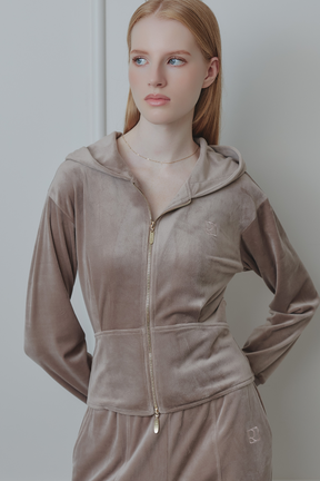 Off-Duty Sculpt Velour Zip Hoodie
