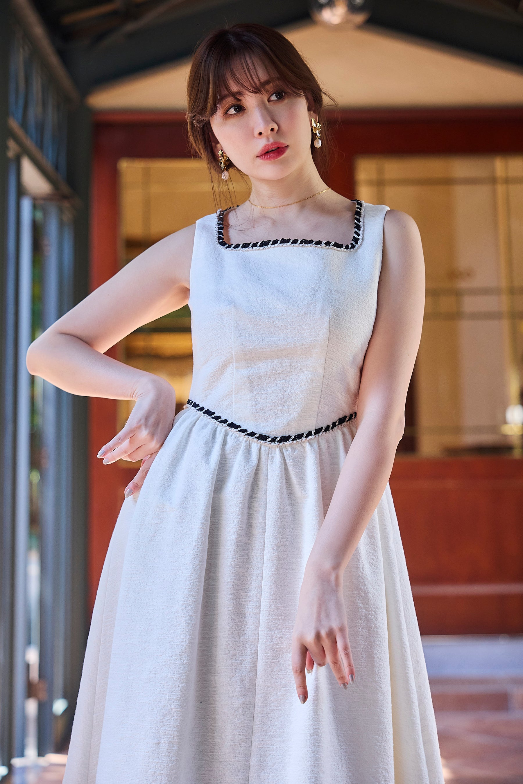 Monaco Tweed Dress herliptoカラーwhite