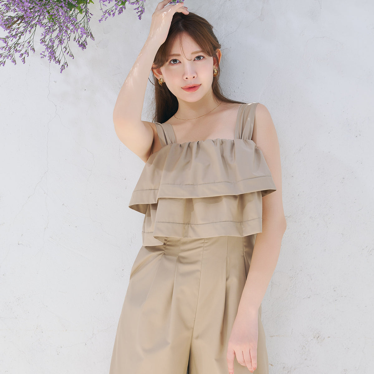 Double-Tiered Back-Ribbon Jumpsuit
