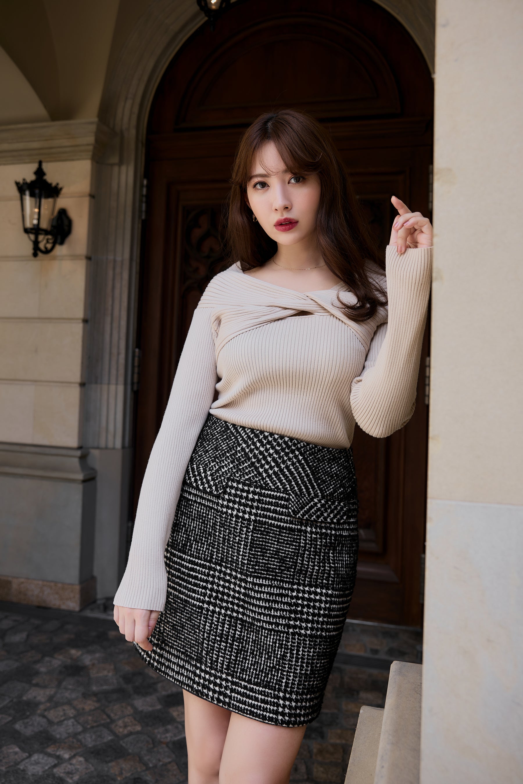 herlipto♡Hemingway Check Tweed Skirt - ミニスカート