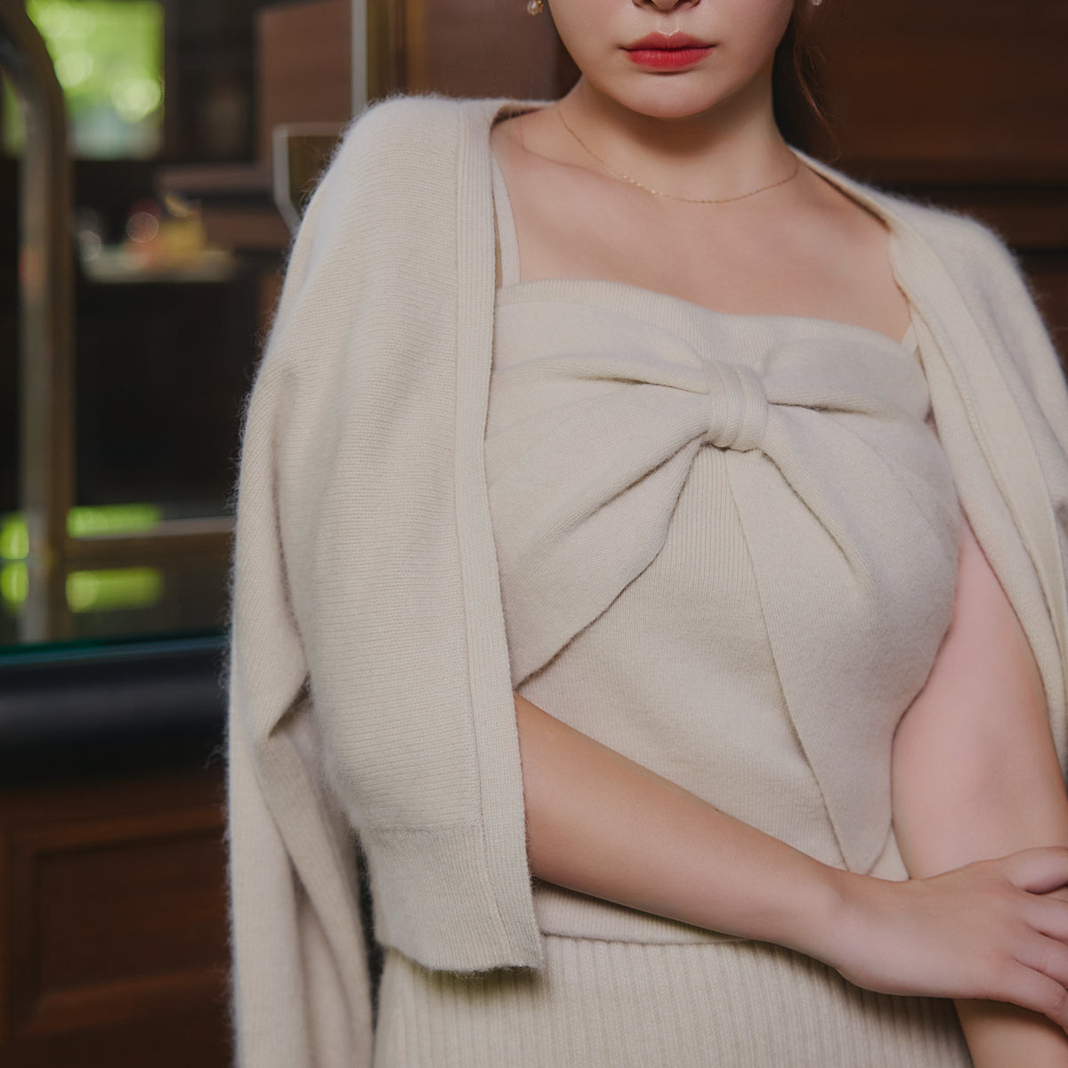 Lydie Ribbon-Tie Knit Ensemble