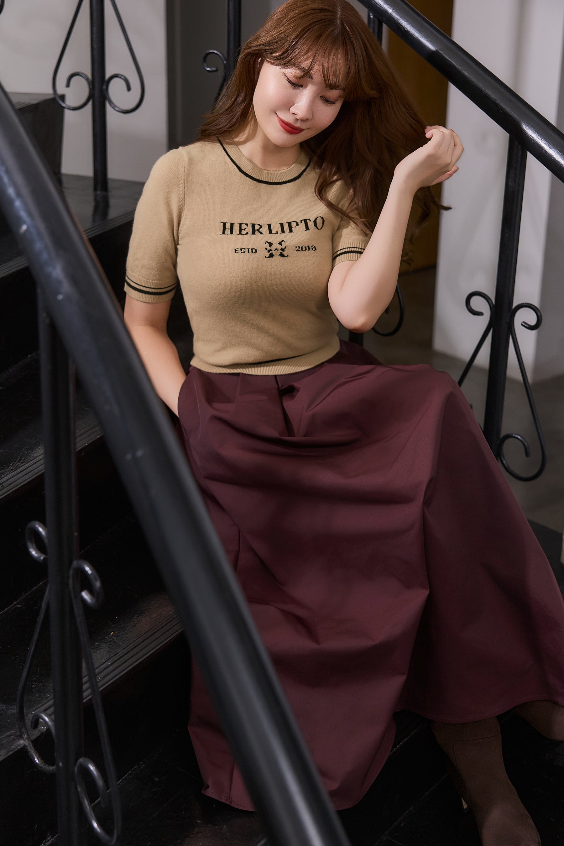 Logo Jacquard Knit Top