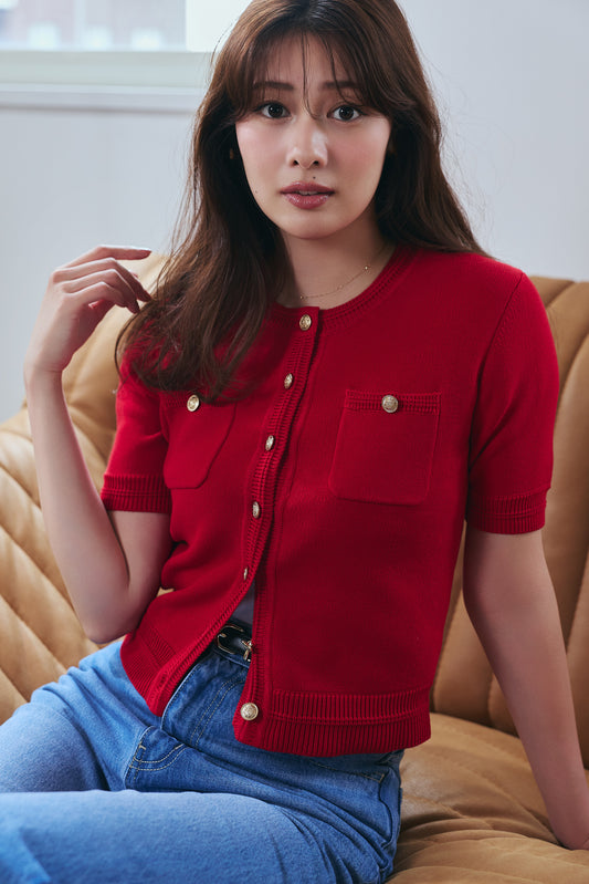 ［Essentia］Gold Button Knit Cardigan