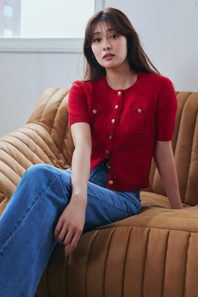 ［Essentia］Gold Button Knit Cardigan