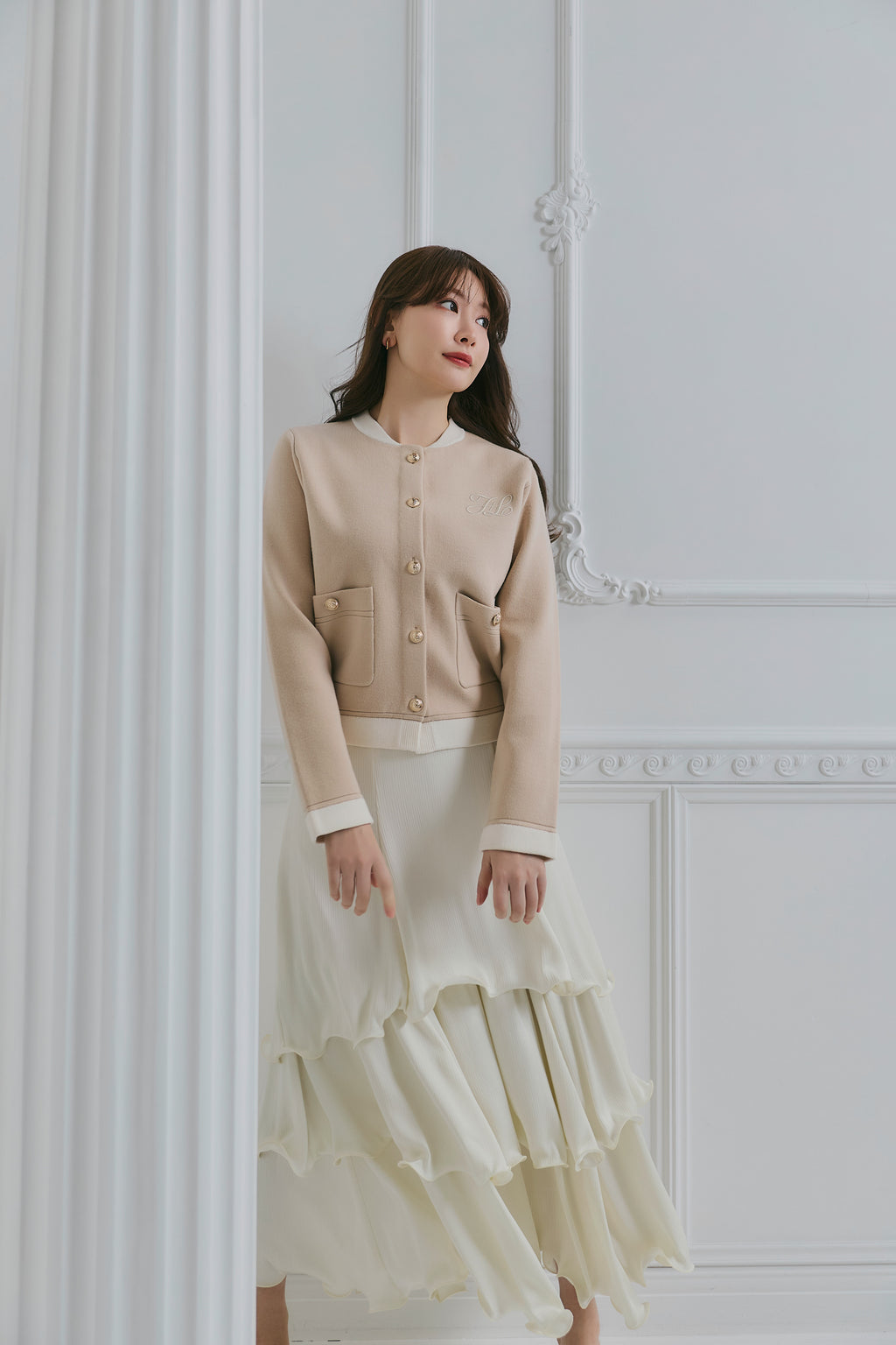 新色】Layered Frilled Satin Skirt