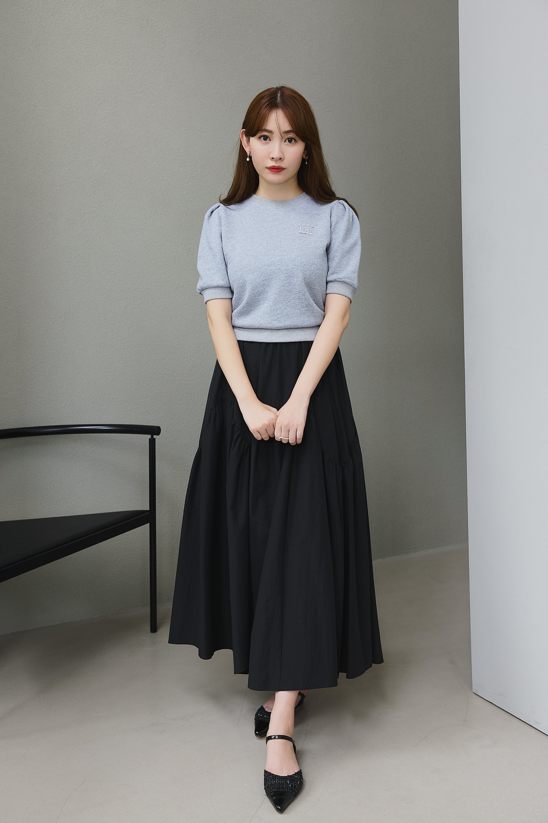 H Logo Puff-Sleeve Sweatshirt