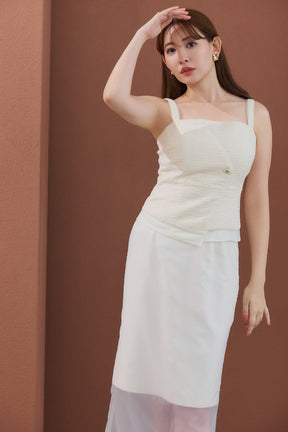 【8月上旬発送】Tweed-Layered Organza Top
