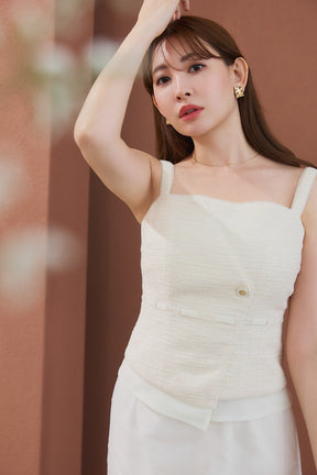 【8月上旬発送】Tweed-Layered Organza Top