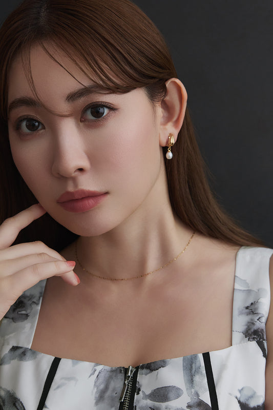 【8月中旬発送】Twin-Arch Drop Pearl Earrings