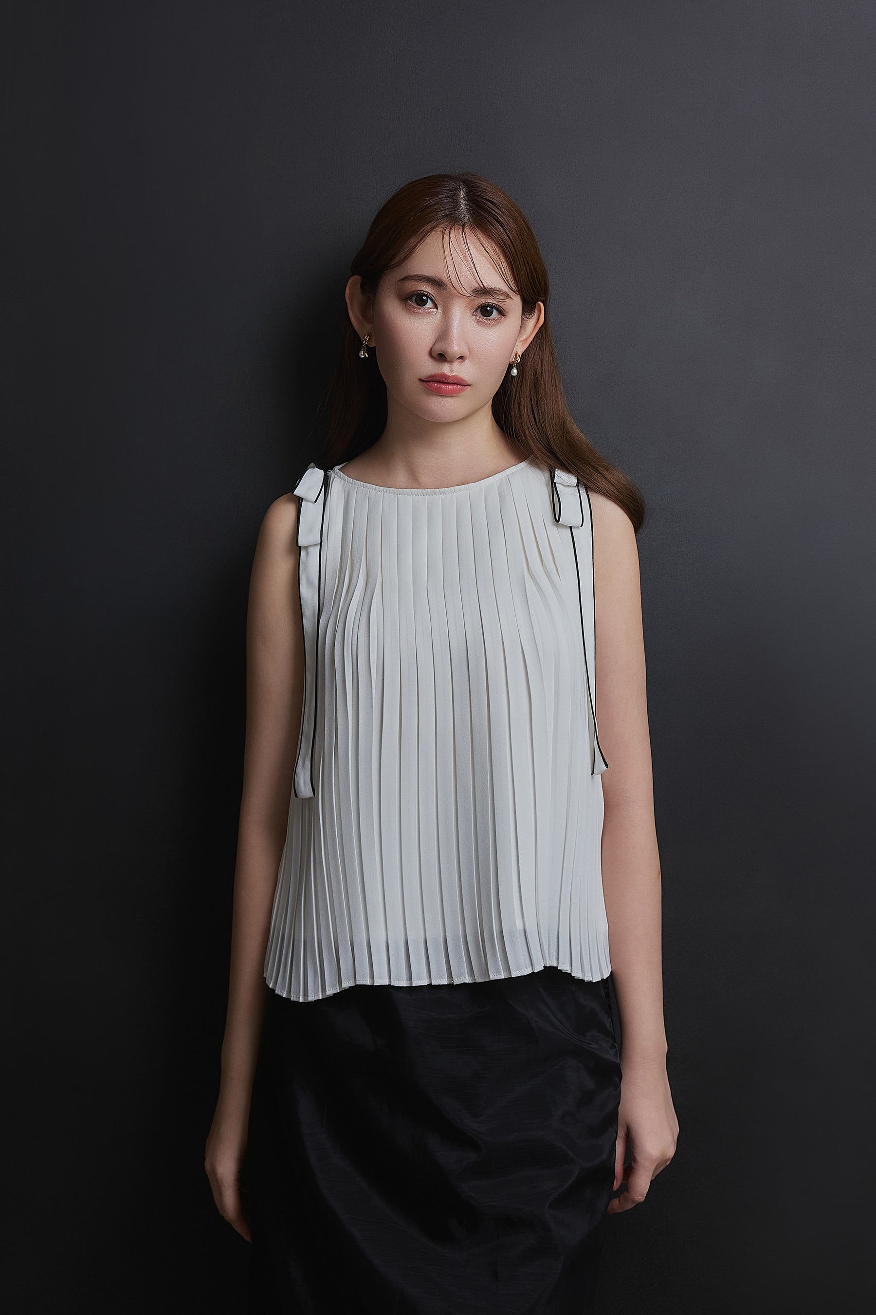 Pleated Chiffon Ribbon Top