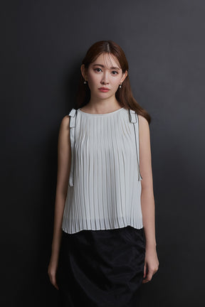 Pleated Chiffon Ribbon Top