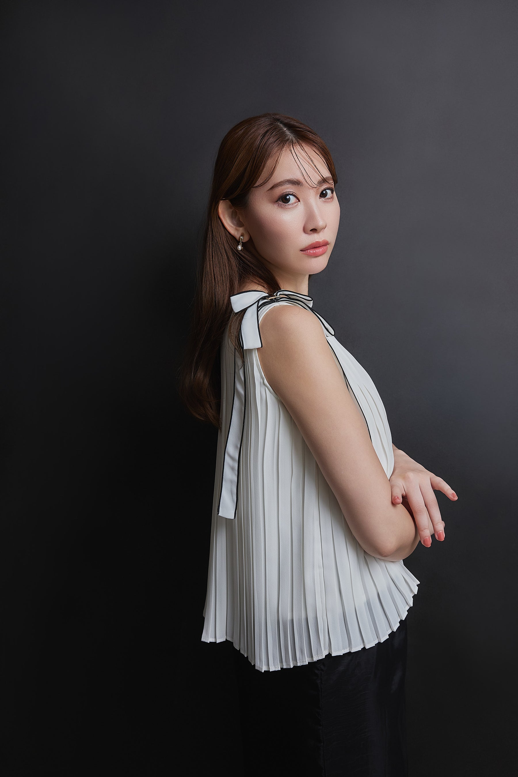 Pleated Chiffon Ribbon Top