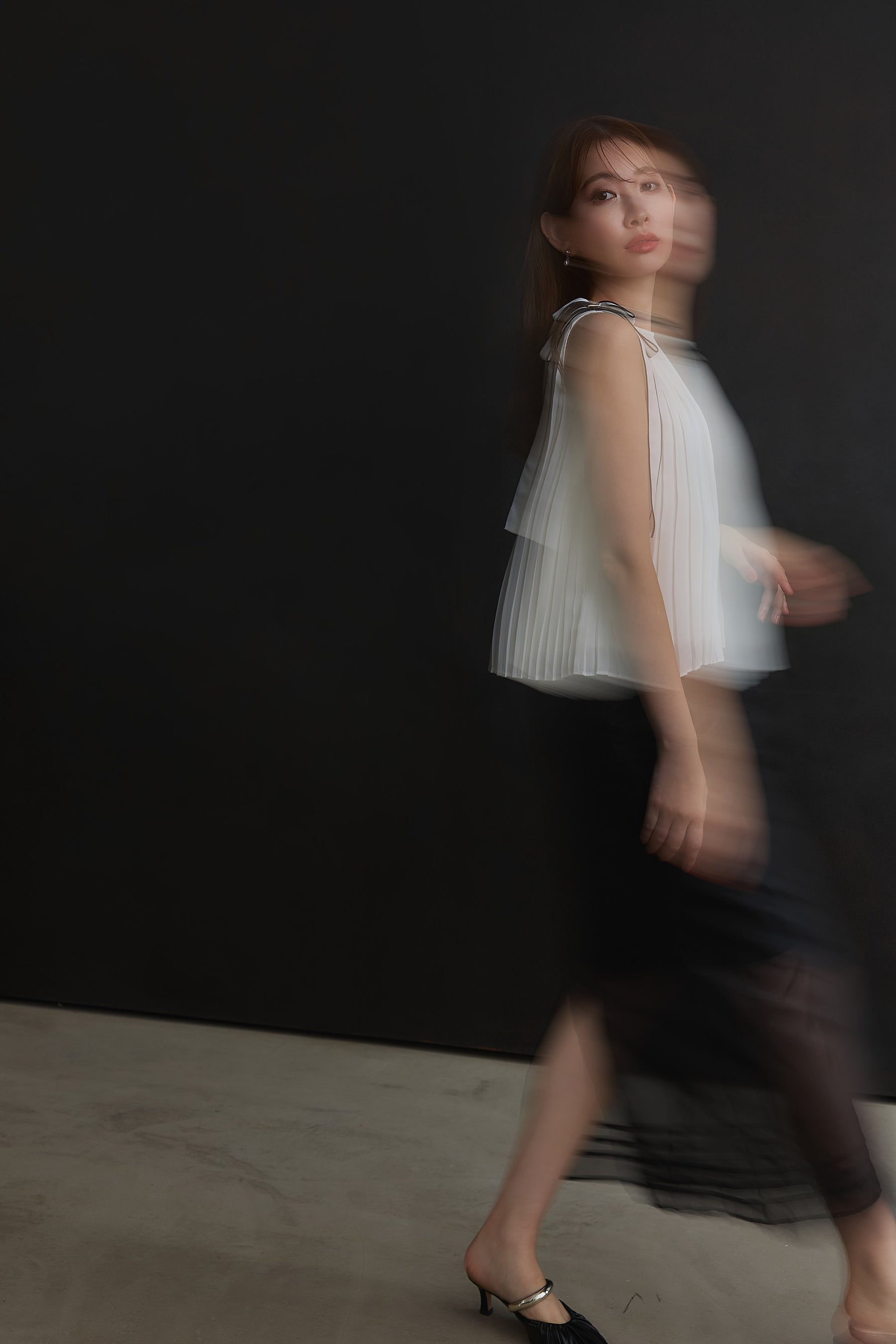 Pleated Chiffon Ribbon Top