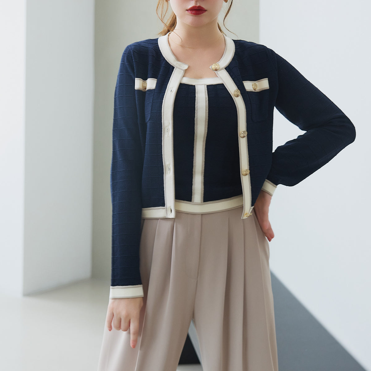Herlipto●Siena Bicolor Rib Knit Set Siena Bicolor Rib Knit Set