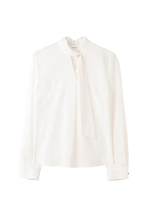 Long Tie Slit Blouse