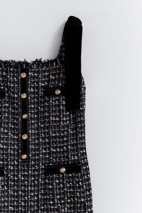 Vol.2 Tie-Shoulder Tweed Dress