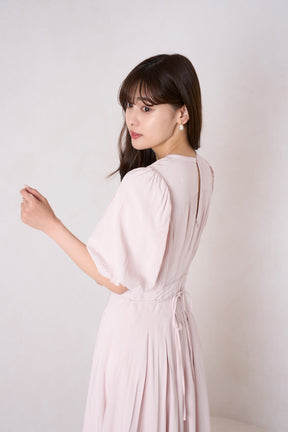 [sakura pink] [Shipping in early May] Fountain Lace Up Bow Dress