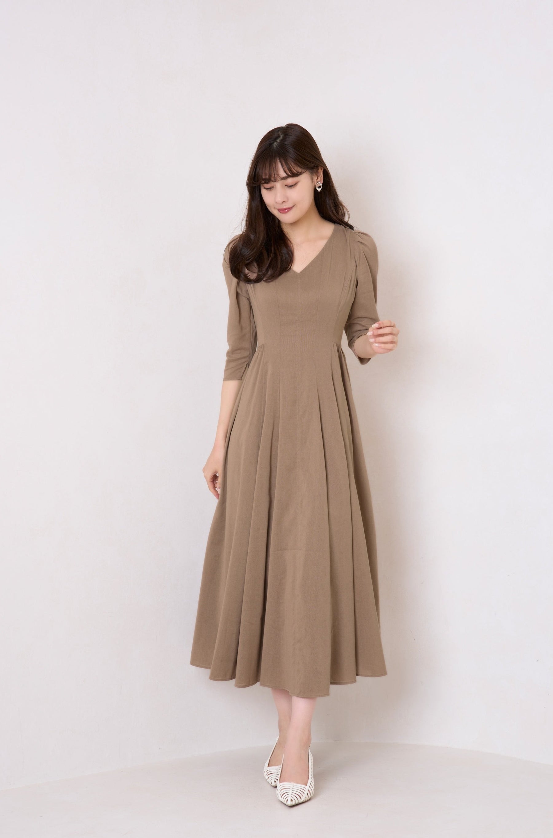 [Shipped in mid-March] Voile Back Ribbon Long Dress