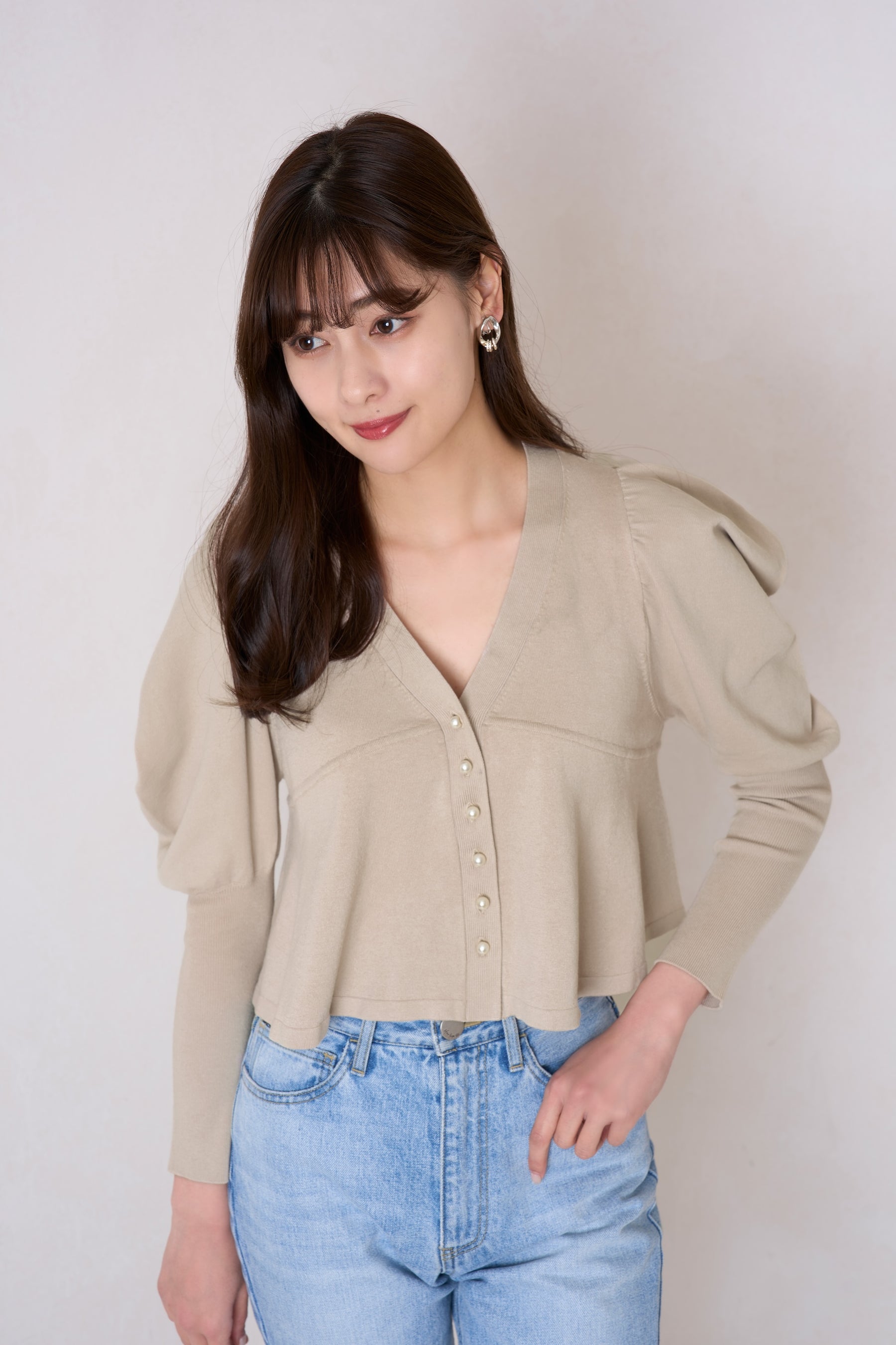Cropped Puff Sleeve Knit Top