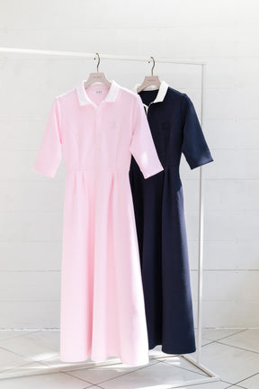 【5月初發送】【navy】Polo Tuck Flared Dress