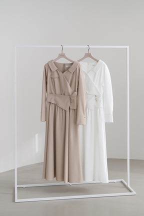 Cache-Coeur Peplum Shirt Dress