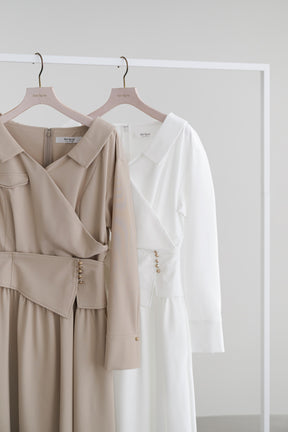 Cache-Coeur Peplum Shirt Dress