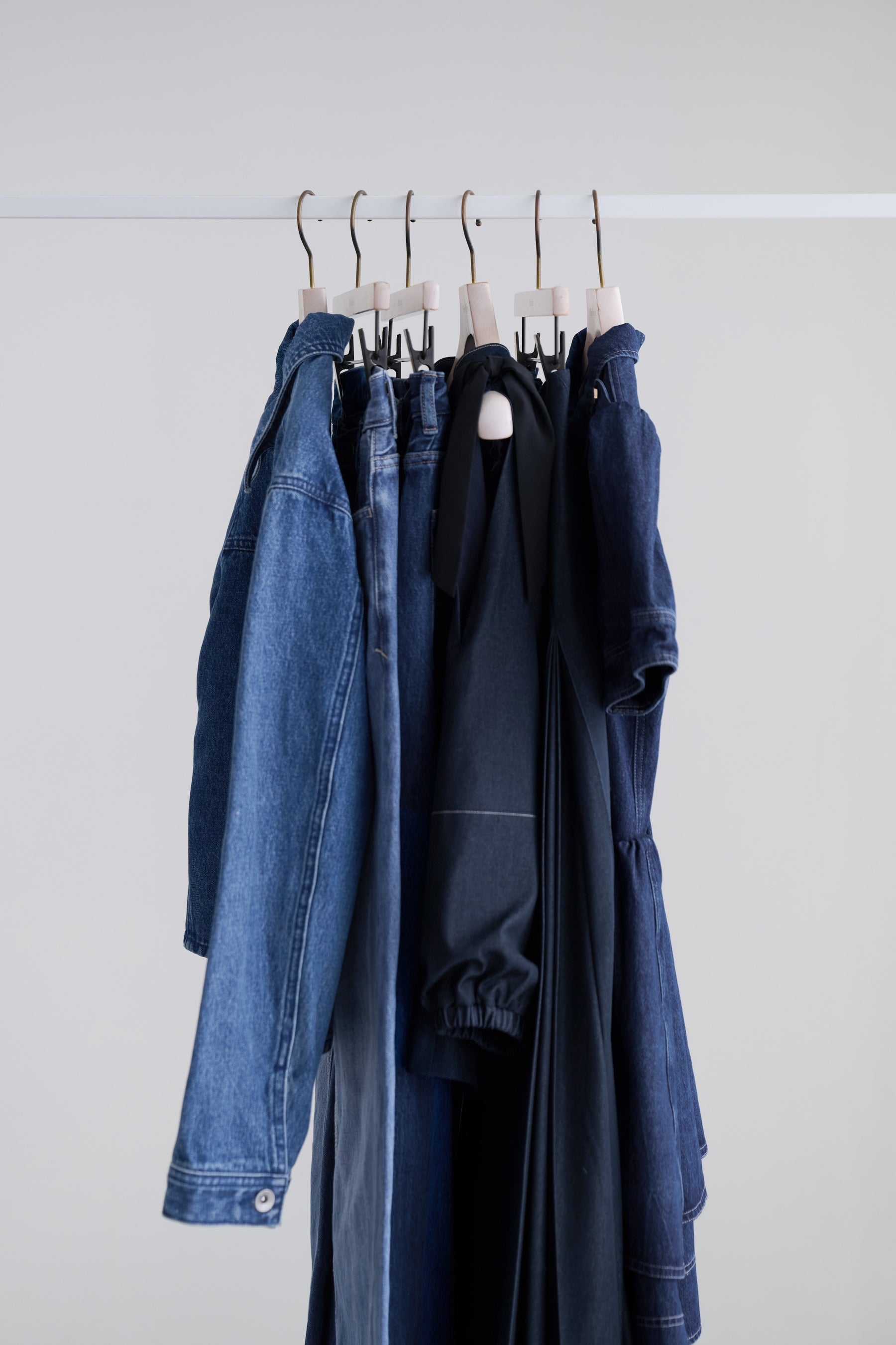 Side-Ribbon Denim Top