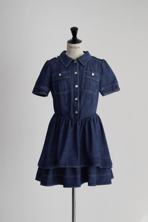 Tiered Denim Mini Dress