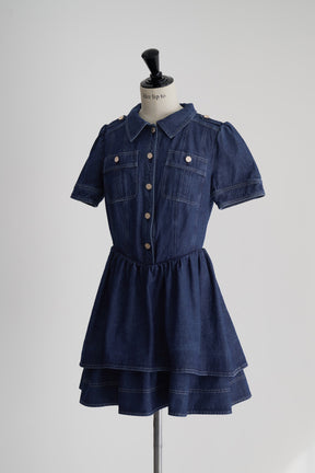 Tiered Denim Mini Dress