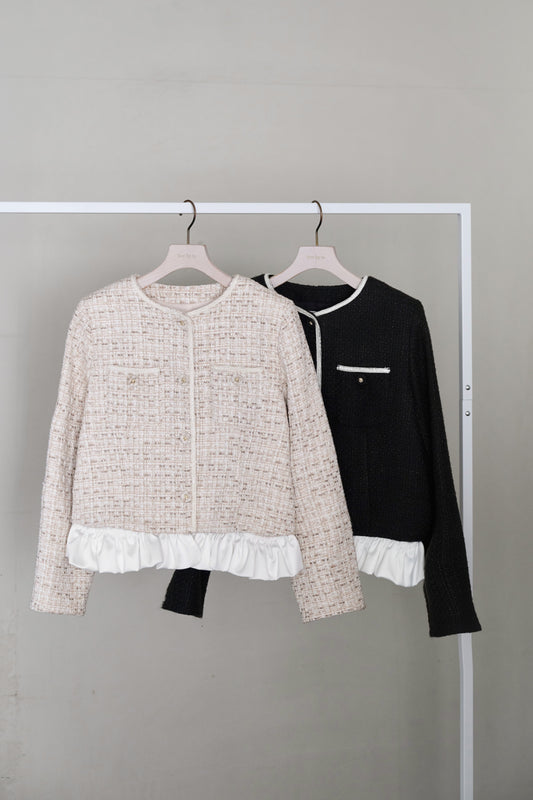 Ruffle Hem Tweed Jacket