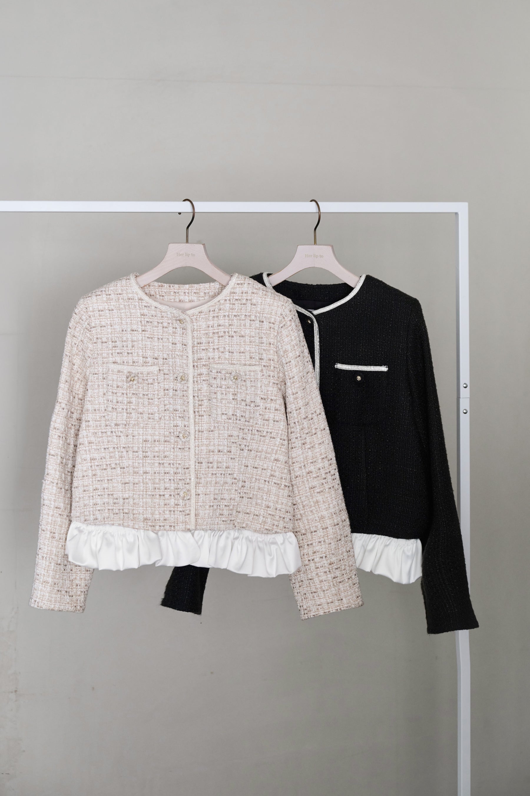 Ruffle Hem Tweed Jacket