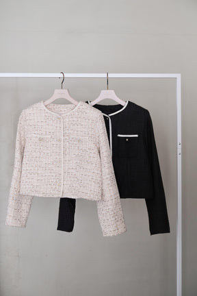 Ruffle Hem Tweed Jacket