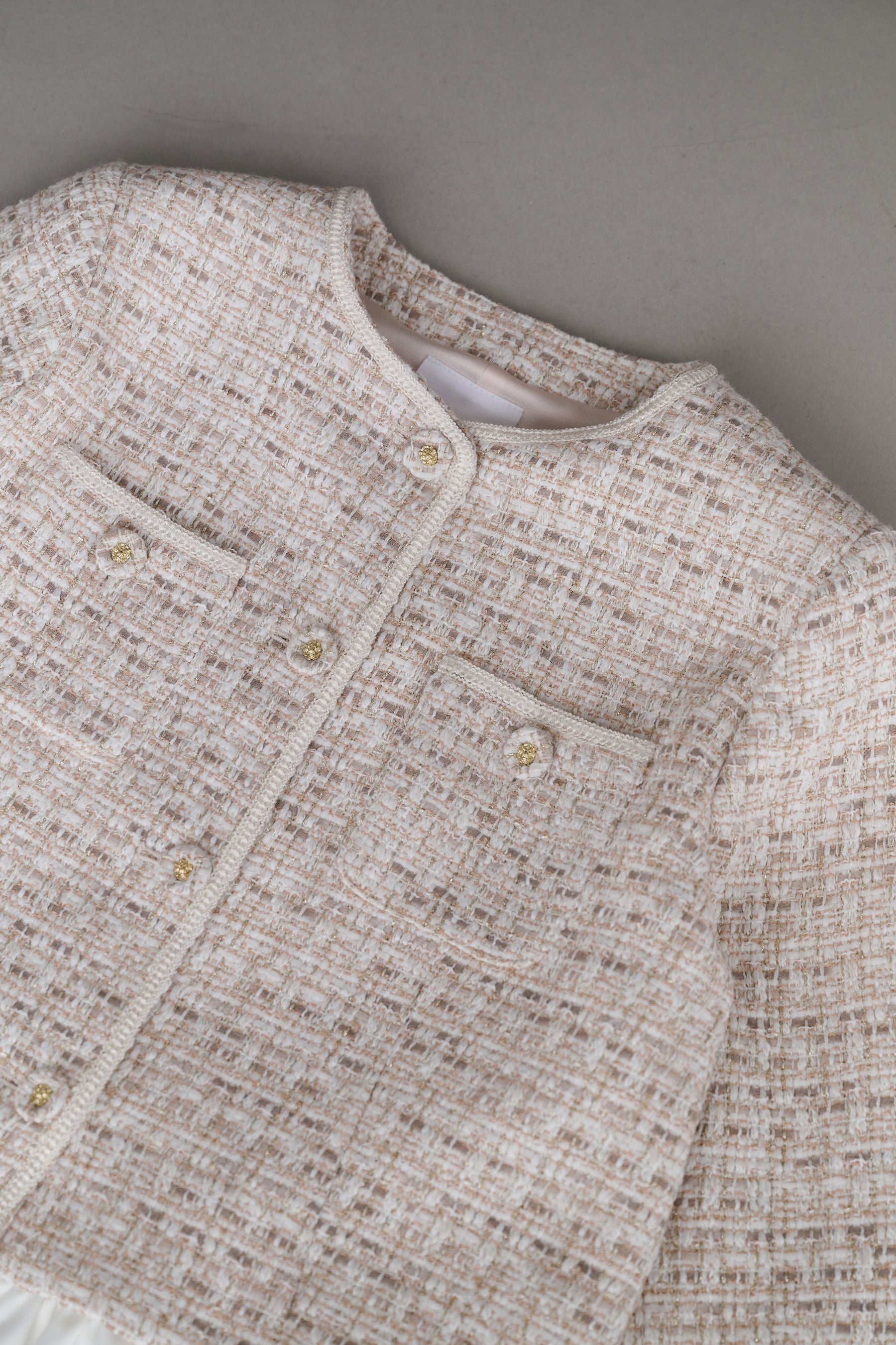 Ruffle Hem Tweed Jacket