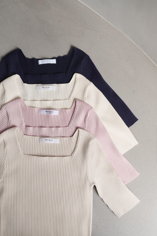 Square Neck Ribbed Pullover