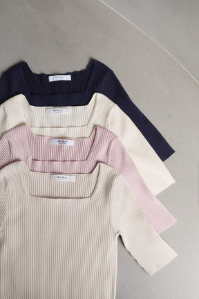 Square Neck Ribbed Pullover