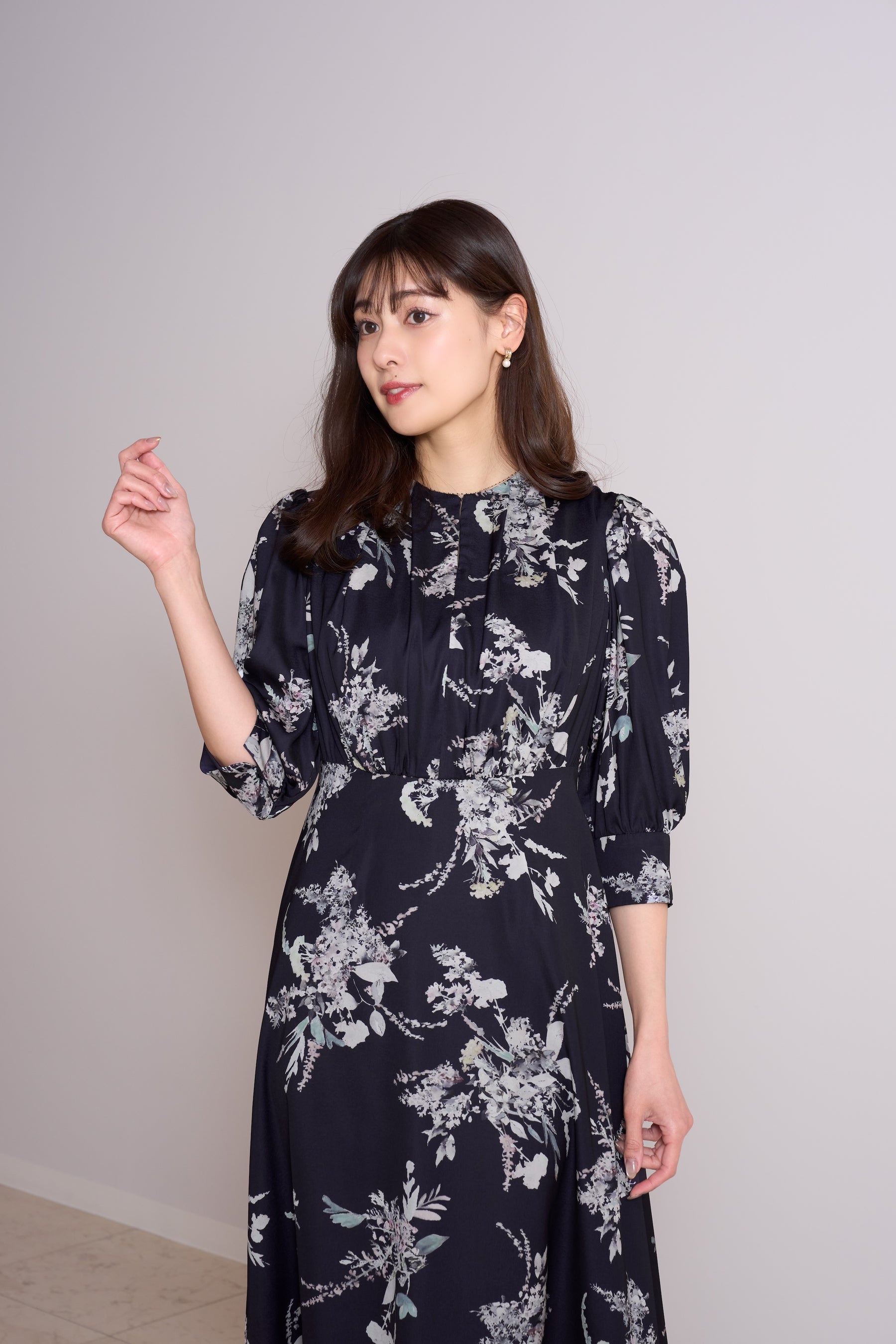 French Bouquet Puff Sleeve Dress