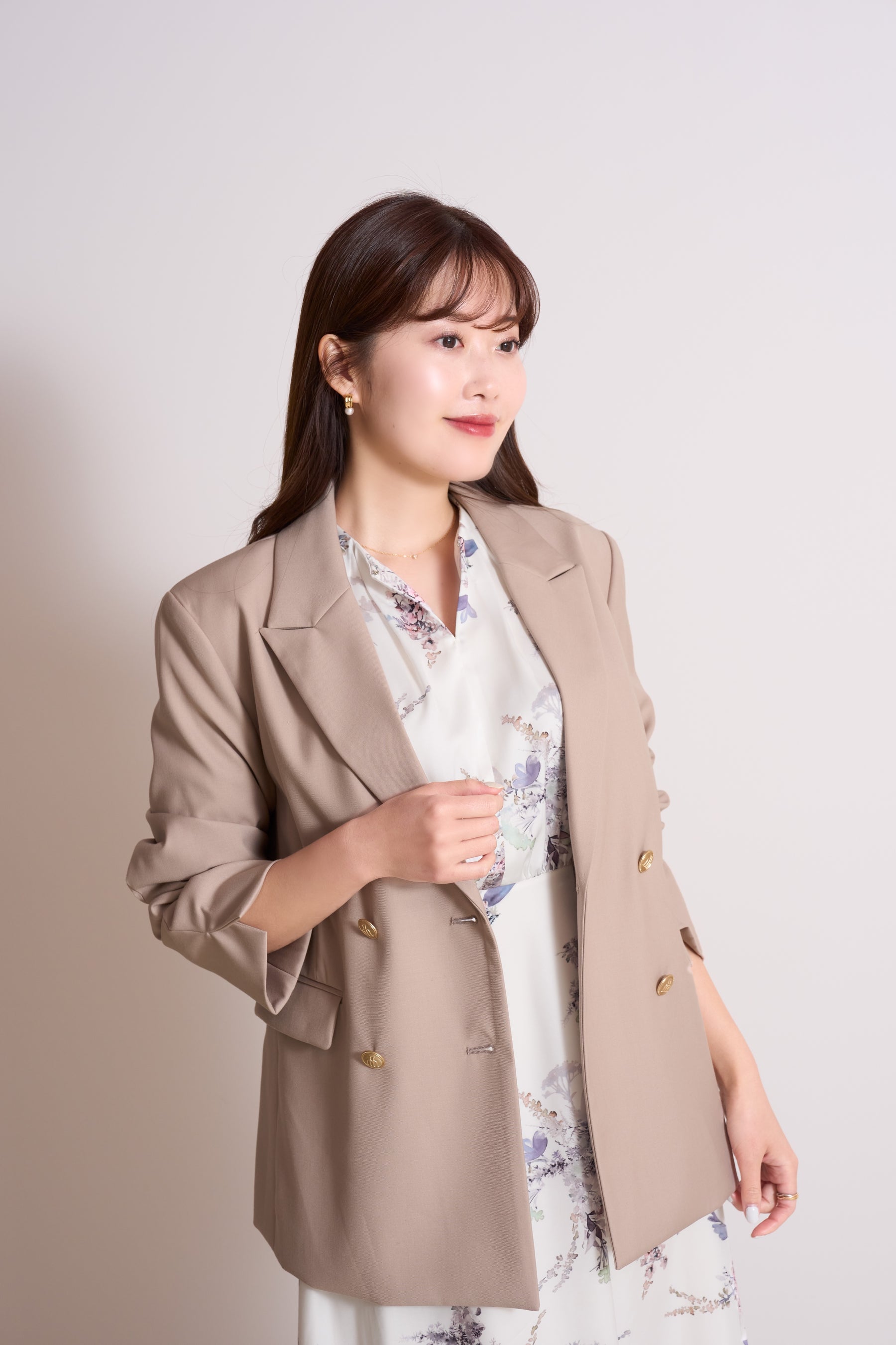 Trois Gold Button Blazer