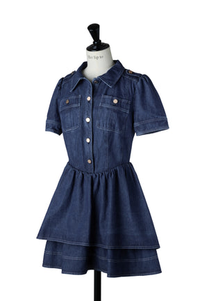 Tiered Denim Mini Dress