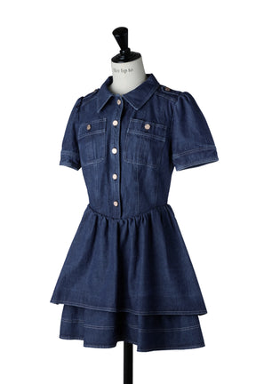 Tiered Denim Mini Dress