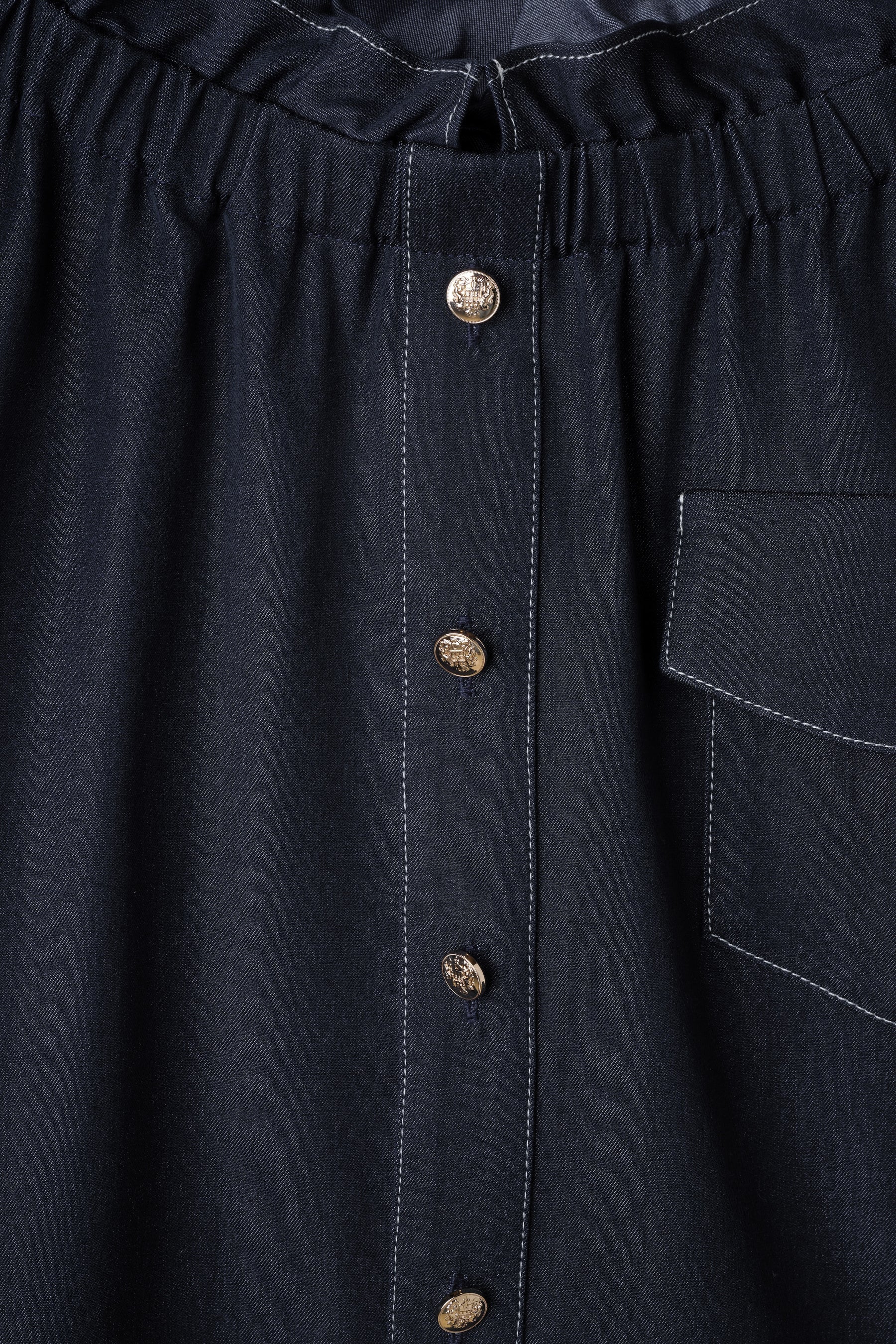 Side-Ribbon Denim Top