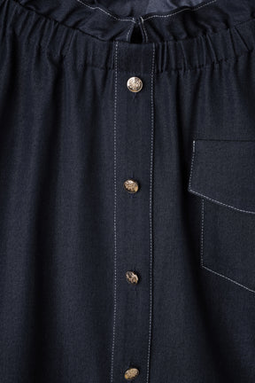 Side-Ribbon Denim Top