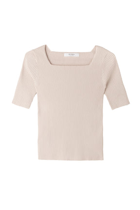 Square Neck Ribbed Pullover