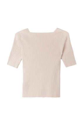 Square Neck Ribbed Pullover