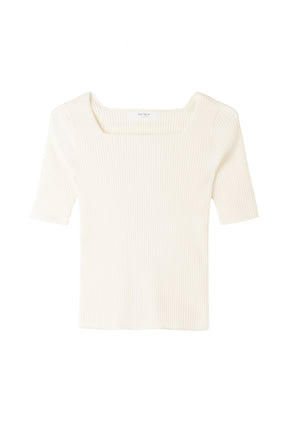 Square Neck Ribbed Pullover