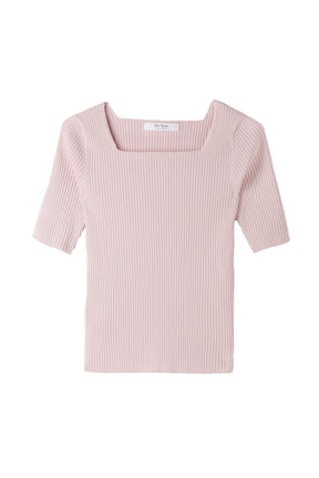 Square Neck Ribbed Pullover