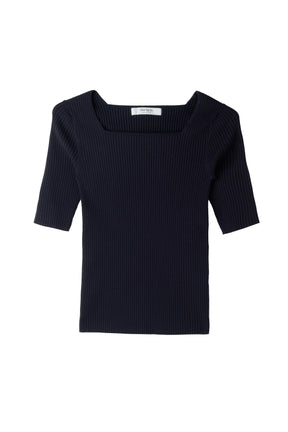 Square Neck Ribbed Pullover
