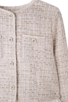Ruffle Hem Tweed Jacket