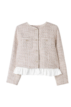 Ruffle Hem Tweed Jacket