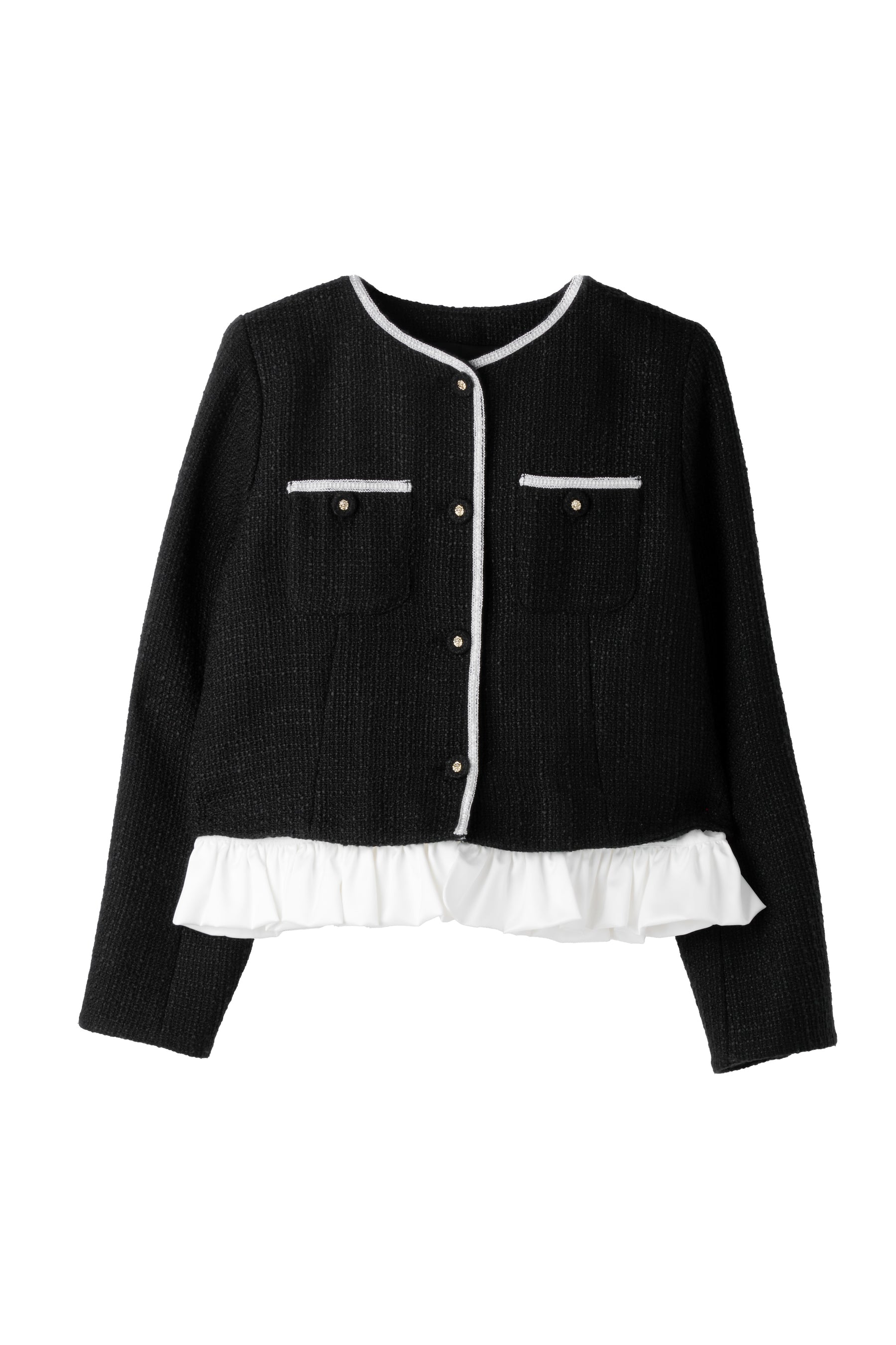 Ruffle Hem Tweed Jacket