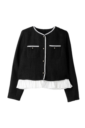 Ruffle Hem Tweed Jacket